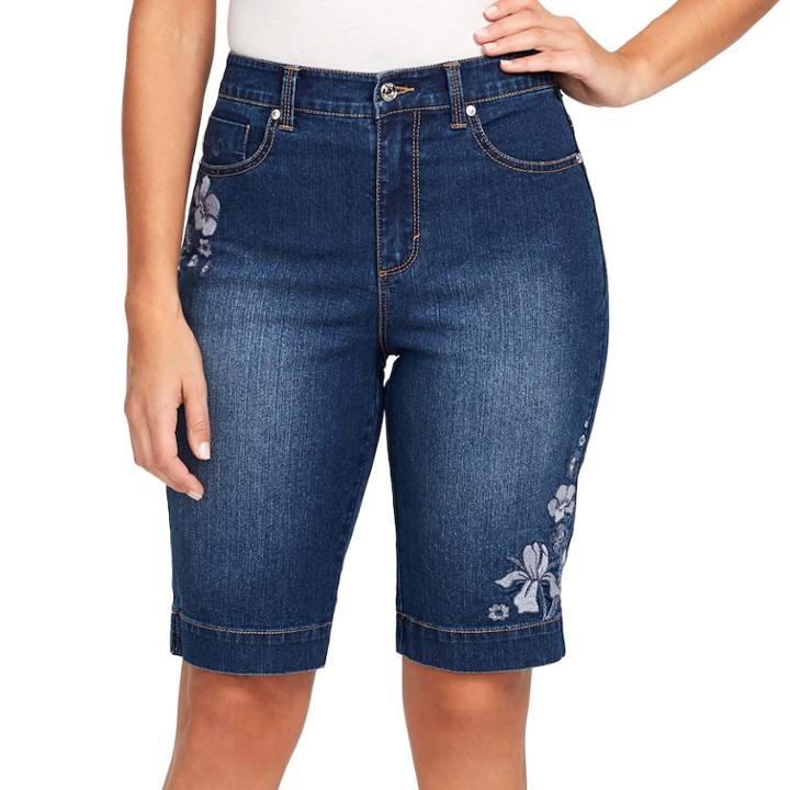 Women's Gloria Vanderbilt Amanda Bermuda Jean Shorts, Size: 8, Light Blue