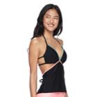 Mix And Match Shell Stitch Halterkini Top, Teens, Size: Xs, Black