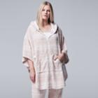 Plus Size Simply Vera Vera Wang Pajamas: Plush Party Fleece Hooded Poncho, Women's, Size: 2xl, Natural