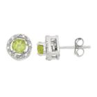 Peridot & Diamond Accent Sterling Silver Halo Button Stud Earrings, Women's, Green