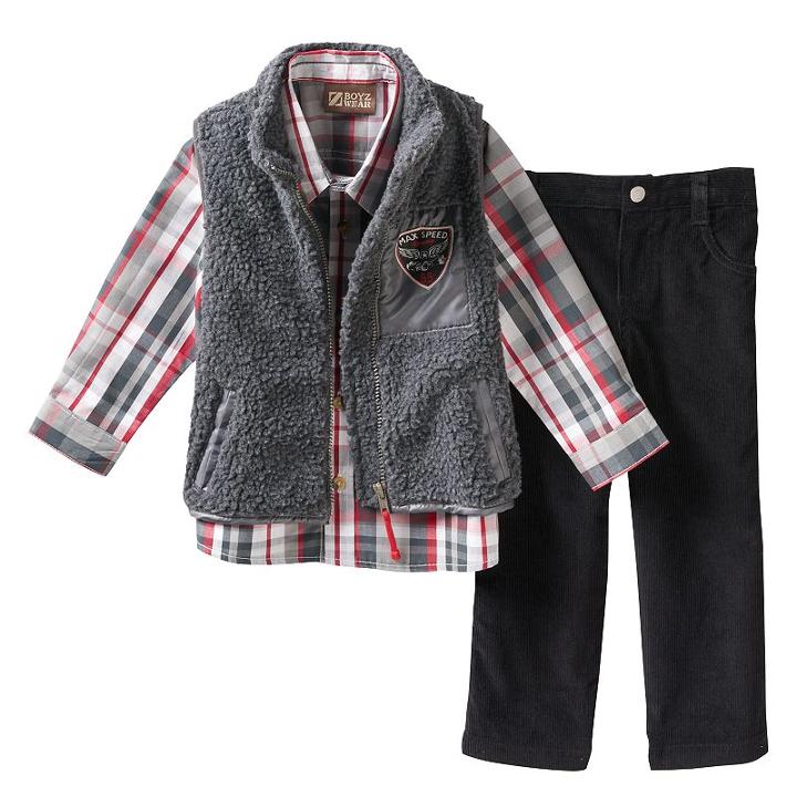 Boys 4-7 Boyzwear Vest, Shirt & Corduroy Pants Set, Boy's, Size: 6, Grey
