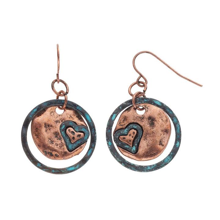 Believe In Heart Disk Drop Earrings, Women's, Multicolor