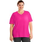 Plus Size Just My Size Mesh Yoke V-neck Tee, Women's, Size: 4xl, Dark Pink