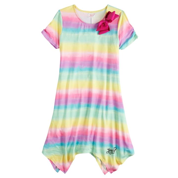 Girls 7-16 Jojo Siwa Rainbow Striped Sharkbite Hem Dress, Size: Small, Multi