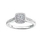 Promise Love Forever Certified Diamond Halo Engagement Ring In Sterling Silver (1/3 Carat T.w. ), Women's, Size: 5, White