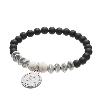 Wish Upon A Rock Black Onyx Beaded Stretch Bracelet, Women's, Size: 8