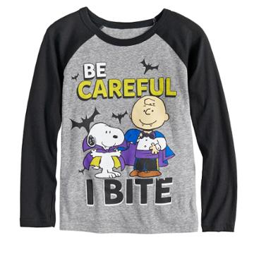 Boys 4-12 Jumping Beans&reg; Peanuts Snoopy & Charlie Brown Be Careful I Bite Raglan Tee, Size: 12, Dark Grey