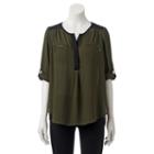 Juniors' My Michelle Zipper Woven Top, Girl's, Size: Xs, Dark Green