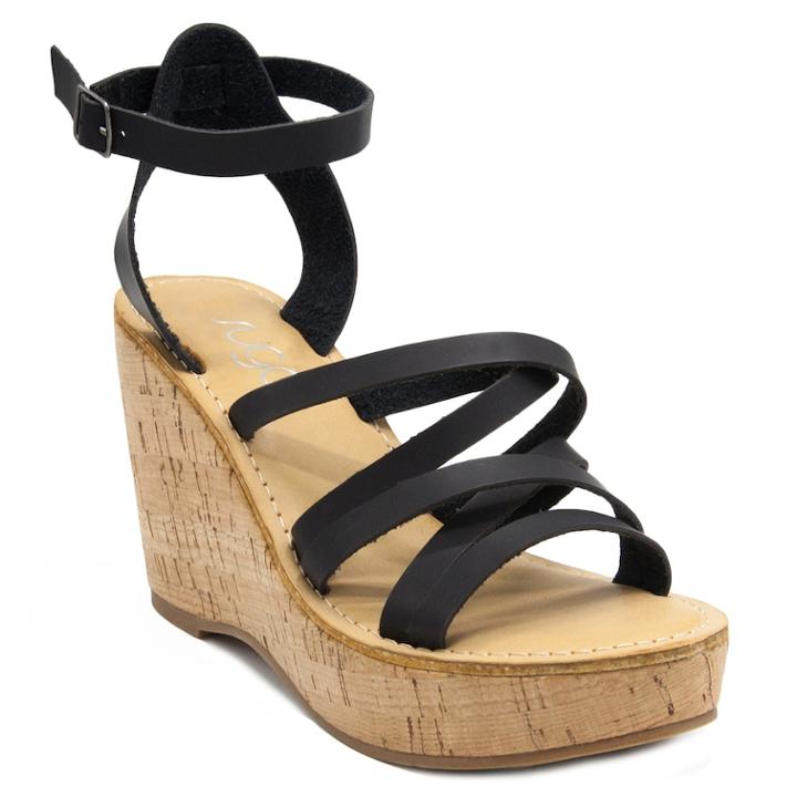 Sugar Jeez Women's Wedge Sandals, Size: Medium (10), Black