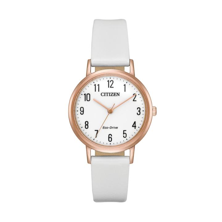 Citizen Eco-drive Women's Chandler Leather Watch, Size: Small, White
