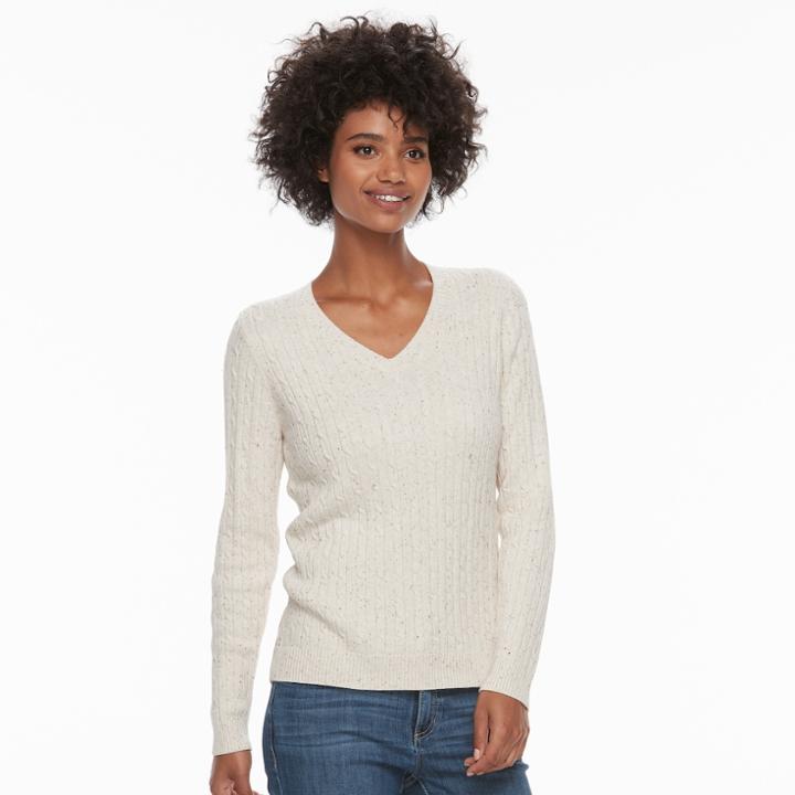 Women's Croft & Barrow&reg; Cable-knit Sweater, Size: Large, Med Beige