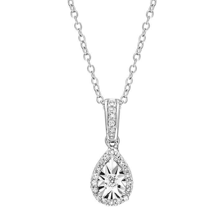 Stella Grace Sterling Silver 1/6 Carat T.w. Diamond Teardrop Pendant, Women's, Size: 18, White