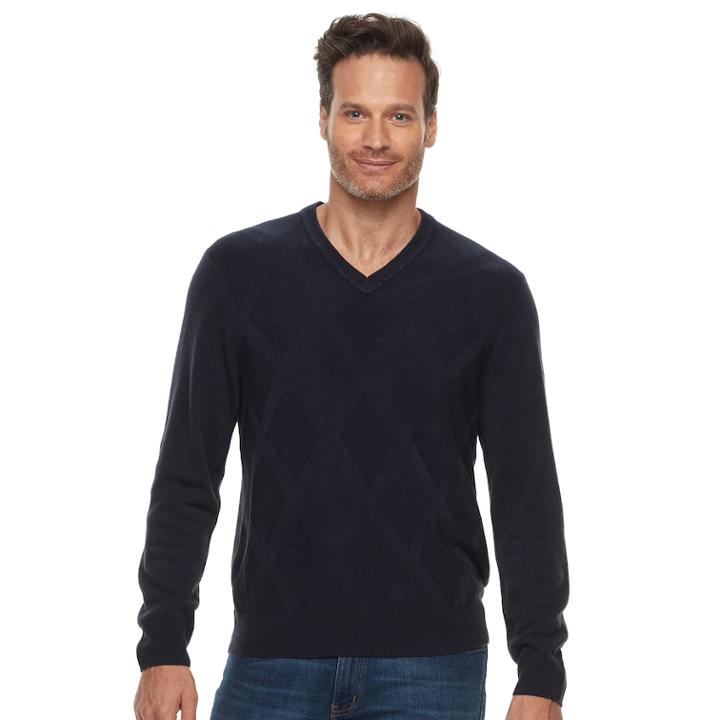 Men's Dockers Classic-fit Easy-care V-neck Sweater, Size: Xxl, Blue