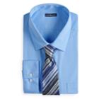 Men's Croft & Barrow&reg; Classic-fit Striped Dress Shirt And Patterned Tie, Size: M-34/35, Turquoise/blue (turq/aqua)