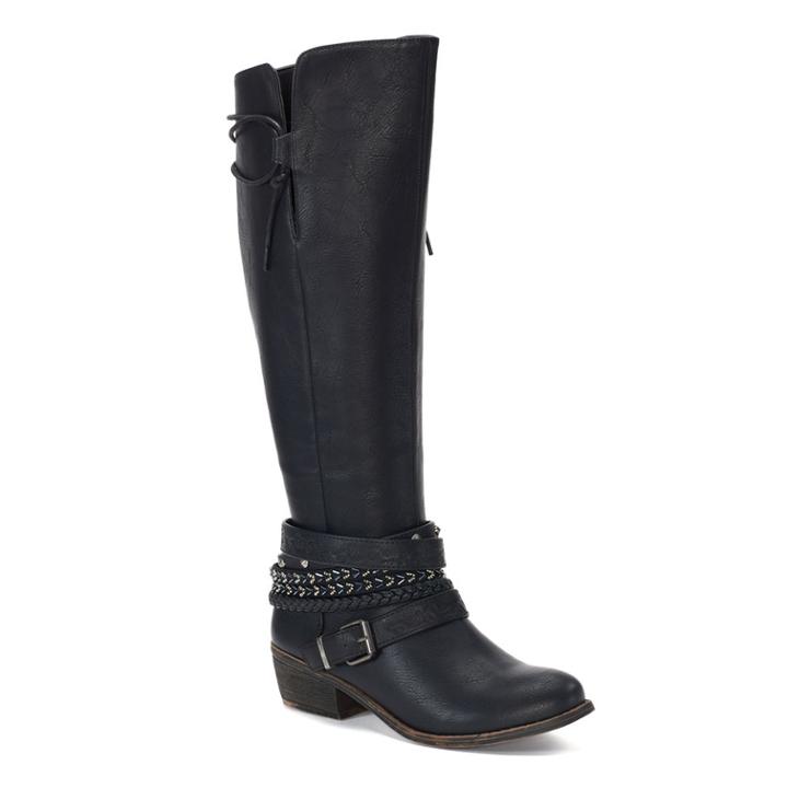 So&reg; Message Women's Knee High Riding Boots, Size: 9 Wc, Black