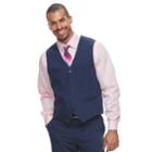 Men's Savile Row Slim-fit Blue Suit Vest, Size: Xl