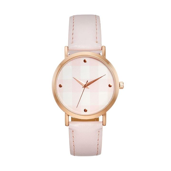 Women's Plaid Watch, Size: Medium, Pink