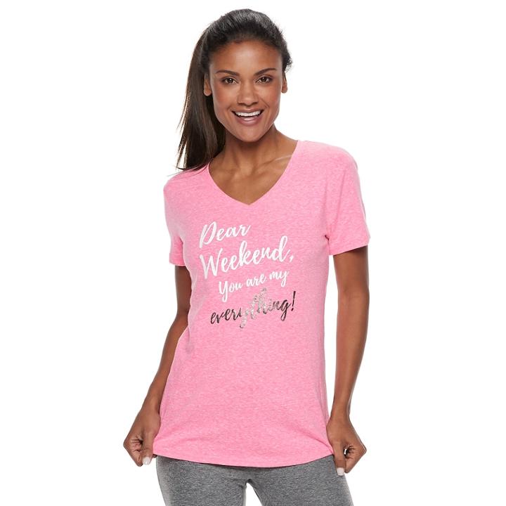 Women's Tek Gear&reg; Dry-tek V-neck Tee, Size: Xs, Brt Pink