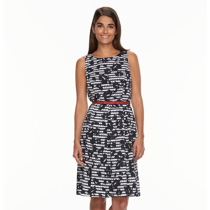 Women's Ronni Nicole Floral Gingham Fit & Flare Dress, Size: 10, Blue Other