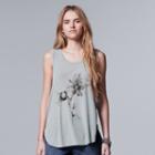 Women's Simply Vera Vera Wang Flower Graphic Tank, Size: Xl, Light Grey