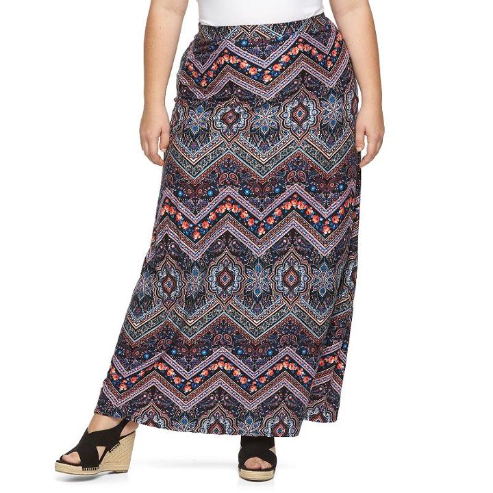 Plus Size French Laundry Printed Maxi Skirt, Women's, Size: 3xl, Brown Over