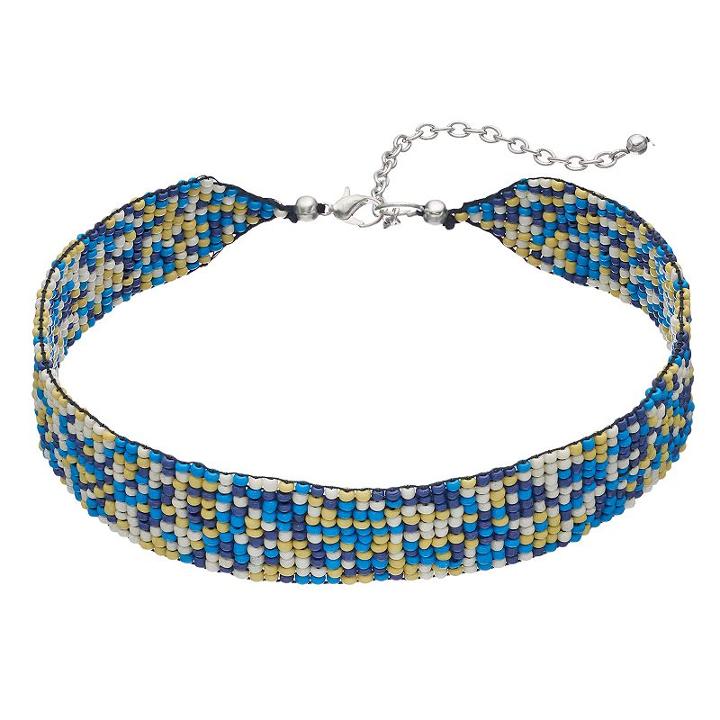 Blue Seed Bead Choker Necklace, Women's, Multicolor