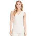 Women's Cuddl Duds Softwear Lace Trim Tank, Size: Small, Lt Beige