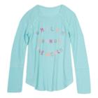 Girls 7-16 Harper & Elliott Lace Trim Textured Graphic Tee, Size: Medium, Light Blue