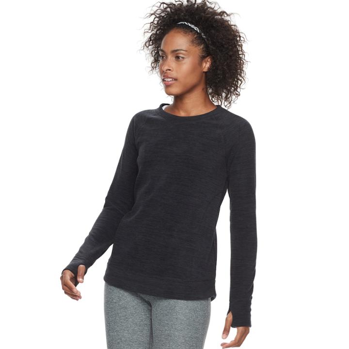 Women's Tek Gear&reg; Microfleece Long Sleeve Top, Size: Xl, Black