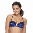 Women's Adidas Abstract D-cup Bandeau Bikini Top, Size: Medium, Blue (navy)
