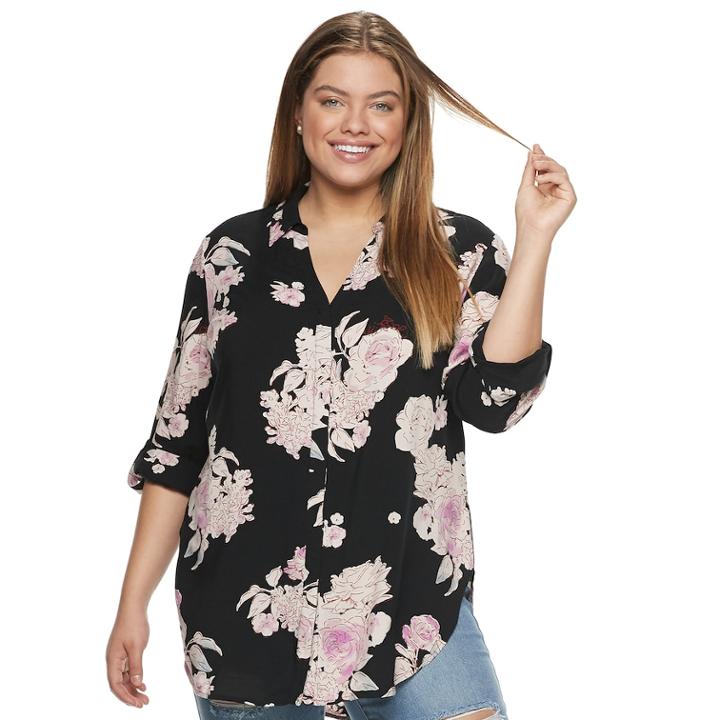Juniors' Plus Size Candie's&reg; Tie Front Tunic, Teens, Size: 1xl, Oxford