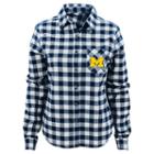 Juniors' Michigan Wolverines Buffalo Plaid Flannel Shirt, Women's, Size: Medium, Blue (navy)