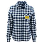 Juniors' Michigan Wolverines Buffalo Plaid Flannel Shirt, Women's, Size: Medium, Blue (navy)
