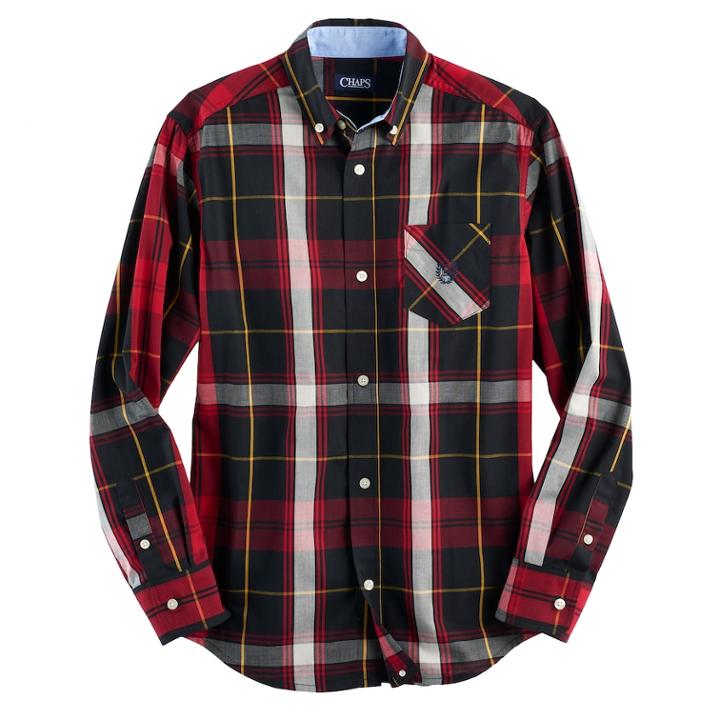 Boys 4-20 Chaps Plaid Button-down Shirt, Size: 14-16, Black