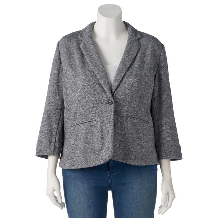 Plus Size Lc Lauren Conrad Fitted Ponte Blazer, Women's, Size: 1xl, Med Grey