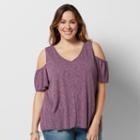 Plus Size Sonoma Goods For Life&trade; Cold-shoulder V-neck Tee, Women's, Size: 2xl, Med Purple