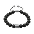 Men's Stainless Steel Onyx Beaded Bolo Bracelet, Size: 8.5, Black