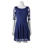 Juniors' Wrapper Floral Lace Skater Dress, Teens, Size: Xl, Dark Blue
