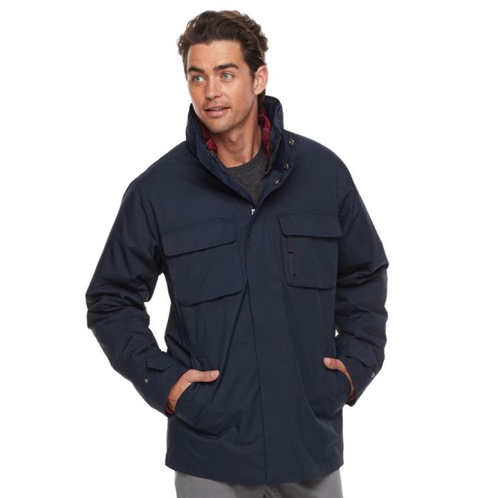 Men's Izod Radiance 3-in-1 Hooded Systems Jacket, Size: Medium, Dark Blue