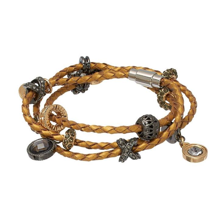 Jennifer Lopez Woven Faux Leather Wrap Bracelet, Women's, Gold