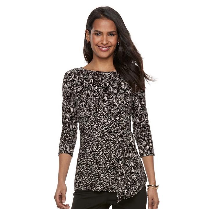Women's Dana Buchman Pleated Crewneck Top, Size: Xl, Med Beige