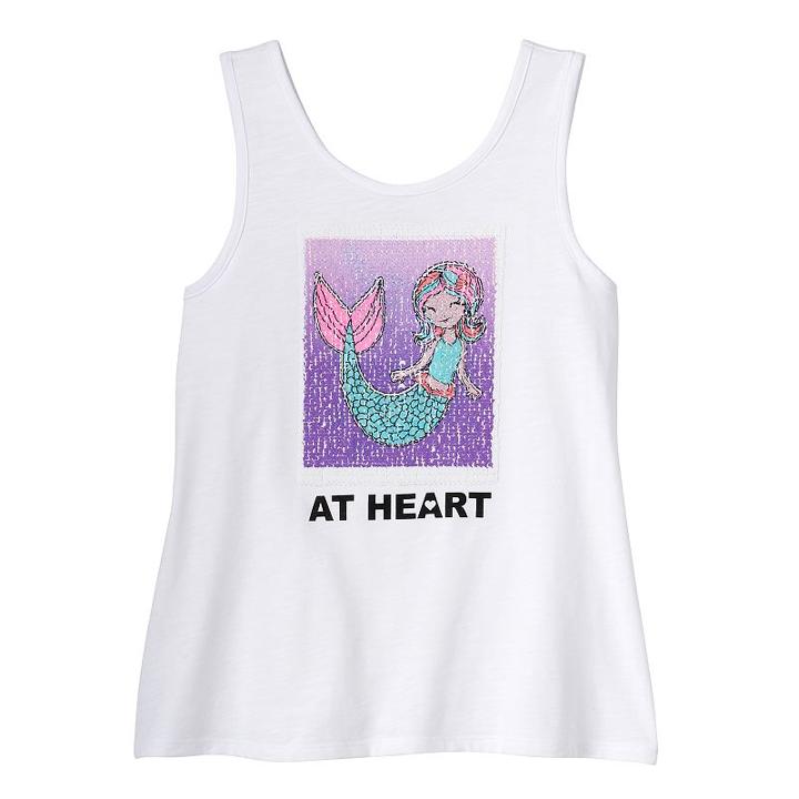 Girls 7-16 So&reg; Flippy Screen Sequin Applique Tank Top, Girl's, Size: 7-8, White