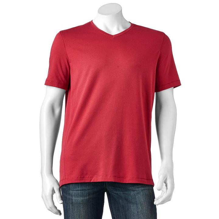Men's Hemisphere Classic-fit Performance V-neck Tee, Size: Xl, Dark Red