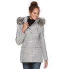 Women's Apt. 9&reg; Wool Blend Faux-fur Trim Coat, Size: Xl, Dark Grey