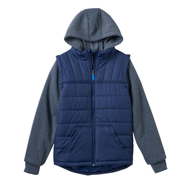 Boys 8-20 Pacific Trail Quilted Vest Hoodie, Boy's, Size: Medium, Blue Other
