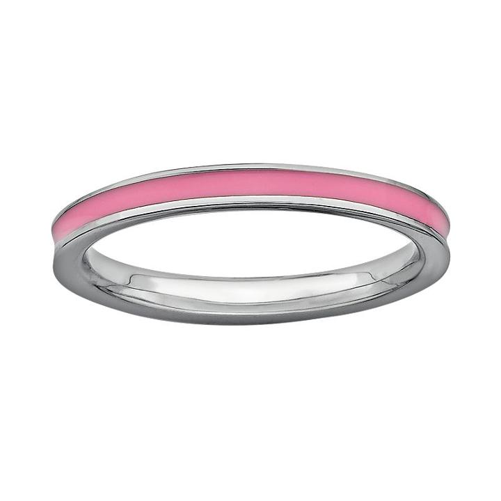Stacks And Stones Sterling Silver Pink Enamel Stack Ring, Women's, Size: 7