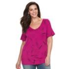 Plus Size Apt. 9&reg; Essential V-neck Tee, Women's, Size: 3xl, Dark Pink