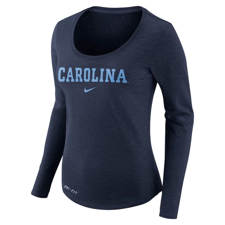Women's Nike North Carolina Tar Heels Slubbed Dri-fit Tee, Size: Large, Blue (navy)