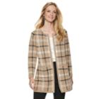 Women's Elle&trade; Print Open-front Long Cardigan Jacket, Size: Medium, Beig/green (beig/khaki)