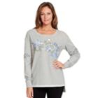 Women's Gloria Vanderbilt Floral Embroidered French Terry Sweatshirt, Size: Xl, Light Grey